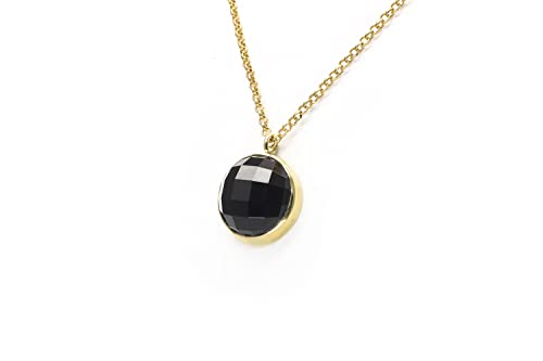 Collier Onyx Noir en Or pour Femmes Pendentif Semi-Précieux de Luxe