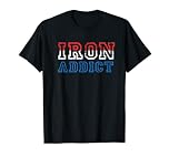 Mens Iron Addict Gym Workout Fitness Bodybuilding Weightlifter T-Shirt