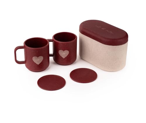 Image of Irida Naturals Two Hearts Couple's Mug & Coaster Marriage Gift Set, Durable, Lightweight | Premium Loopac Wedding Gift - Ready Packaging | Pack of 2 Mugs with Multi-Utility Box