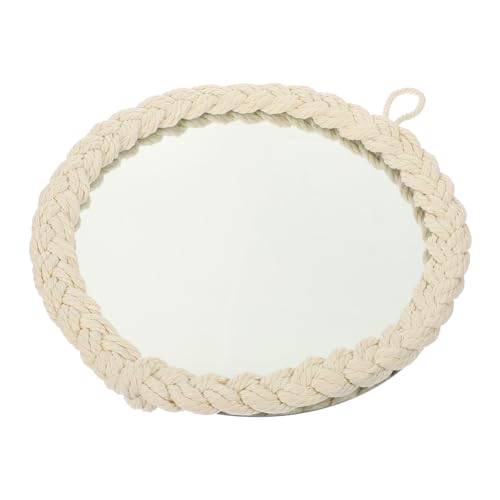 HOMOCONO 綿ロープ マクラメ壁掛けミラー 装飾タペストリースルミラー ホームデコレーション用ウォールアート 織りデザインの浴室用化粧鏡