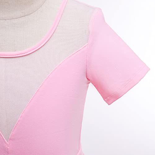 3 peças de roupa de ginástica para dança rosa collant de balé tamanho de classe U - gola U plissado