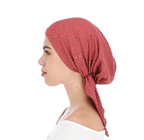 Madison Headwear Pretied Head Scarves for Women Featuring A Unique Sparkly Foil Finish and Stretchy Ribbed Fabric3