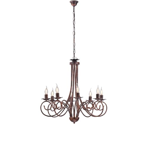 Lustre en fer noir 8 lumières pour éclairer une grande pièce sombre