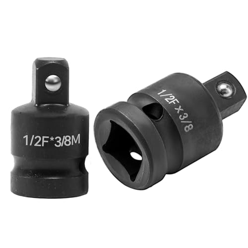 1 PCS 1/2 to 3/8 Socket Adapter Heavy Duty Impact Socket Adapter Reducer Premium Cr-Mo Steel 1/2 Inch Drive (Female) x 3/8 Inch Drive (Male) Perfect for Impact Wrenches Ratchets & Breaker Bars