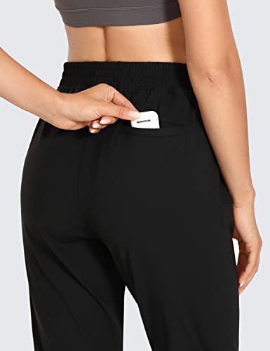 Crz Yoga Womens High Waisted 4-Way Stretch Lounge Ankle Pants 26" - Sweatpants Workout Athletic Trousers Zip Pockets Black Small #TOP2