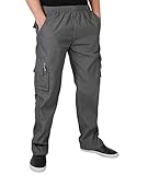 KRISP Pantalón Hombre Casual Cargo Cómodos Bolsillos Laterales Baratos Algodón, Gris, M, 7918-GRY-M