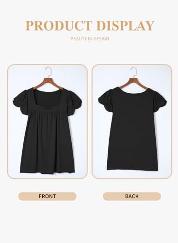 Eytino Womens Plus Size Tops Ruffle Short Sleeve Square Neck Summer Loose Casual Tee Shirts(1X-5X)4