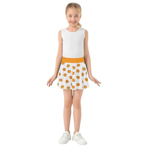 Girls Skorts High Waist Athletic Skirts with Shorts Pumpkin Stretchy Teens Performance Tennis4