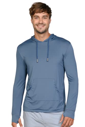 INGEAR Sun Shirts for Men - Lightweight SPF 50+ UV Protection Hoodie with Pocket for Fishing, Running, Hiking, Swim Rashguard Marina Blue