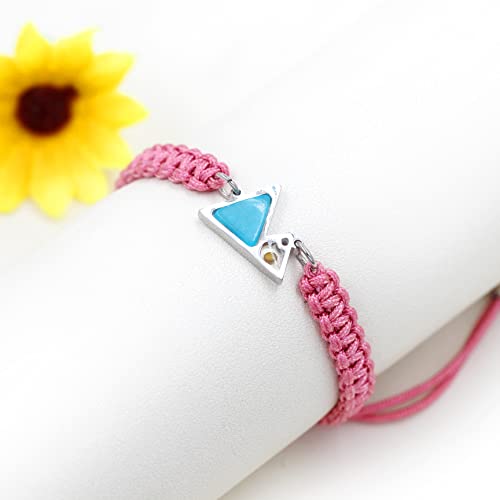 Image of Uloveido Handmade Braided Rope Bracelets with Blue Triangle Mountain Mustard Seed Charm Unisex Mountain Bracelet