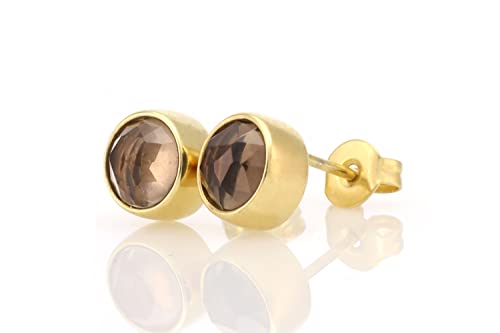 Boucles quartz fumé chaton or, le cadeau d'anniversaire parfait et personnalisable pour elle