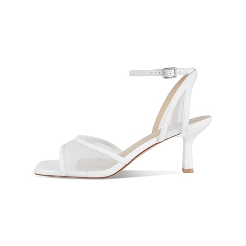 Image of SOVANYOU Mesh Kitten Heels for Women Strappy Sandals with Ankle Strap Comfort Summer Open Toe Heels for Dress