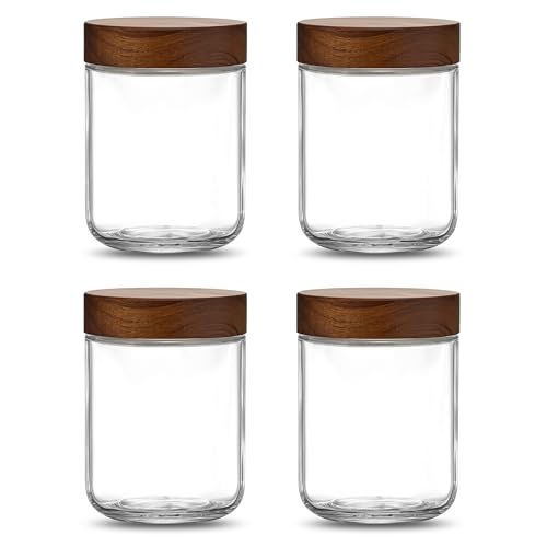 Danmu 16 oz Overnight Oats Containers with Lids,Glass Jars with Lids 4 Pack