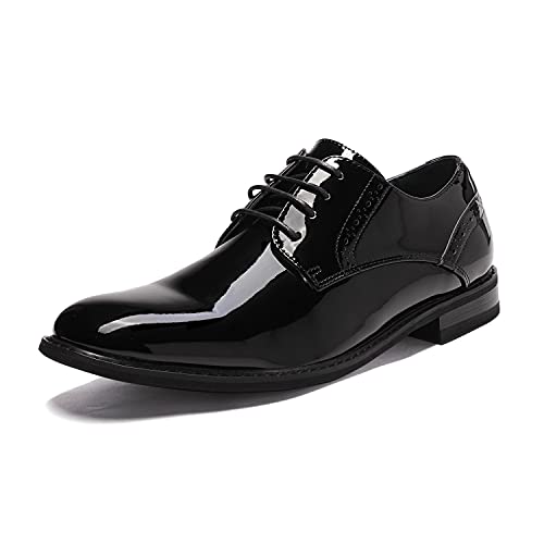 Bruno Marc Men's Leather Lined Dress Oxfords Shoes 14 Black Pat