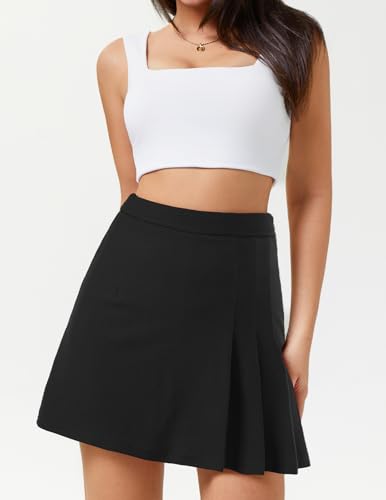 Meetjen Pleated Skirts for Women Mini Elastic High Waist 2025 A Line Skort School Cheerleader Uniform Skater Skirt2