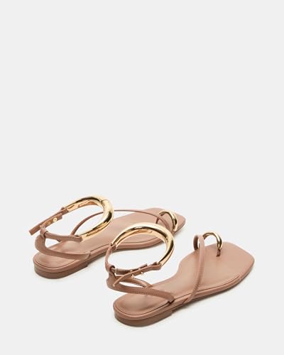 Image of Toe Ring Flats Sandals for Women Square Toe Strappy Flat Sandals Casual Summer Shoes