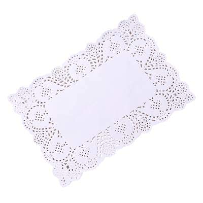 DIVINE HOME Premium Disposable Paper Doyleys | Pack of 1 100 Pcs | Decorative | Cake Decoration Liner | Paper Placemats (Rectangle | 8 X 12 Inch)