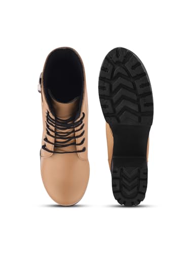 Image of JM LOOKS Women's Lace-Up Platform Block Heel Boots | Stylish and Comfortable for Any Occasion