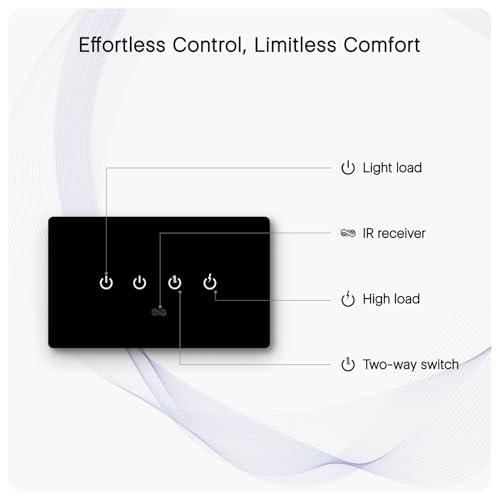 Image of IOTICS Smart Wifi Switch Board: 4 Switch with 1 x High Load (AC /Geyser) switch. Touch, Remote, App Control. Voice Compatible with Alexa & Assistant. Smart Touch Switch For Home Automation (Black)