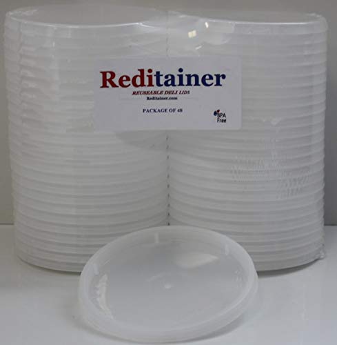 Reditainer Deli Container Lids - Airtight Durable Plastic Lids - Replacement Reusable Deli Lids for Reditainer Deli Containers LIDS ONLY - Package Count (48)