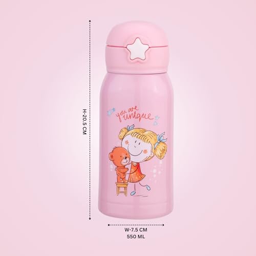 Image of Clay Craft VACBOTT Kids Double Walled 18 Hours Hot and 24 Hours Cold Water Bottle-550ML, 2-Piece Steel Bottles for Travelling|BPA-Free|Leak Proof|BIS Certified|1Year Limited Warranty
