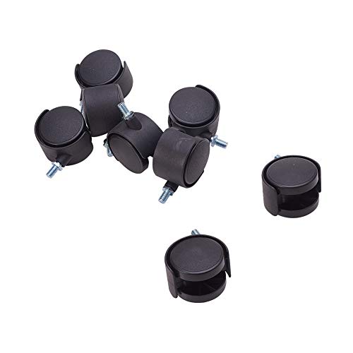 MroMax ネジ式キャスター 8個入り PP製 スイベルキャスター 360度回転 台車キャスター 交換 交換タイヤキット 自在 家具 サイドテーブル 椅子 キャスター交換 キャスターホイール ホイール径50mm ネジ径8mm 最大荷重17.5kg ブラック