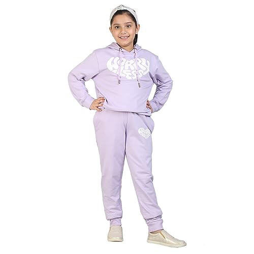 Image of LABEL MY Girls Cotton Loop Knit Full-Sleeve Printed Hoodie Sweatshirt & Joggers Tracksuit | Comfortable and Stylish Coord Set for Kids & Teens| 5-16 Years