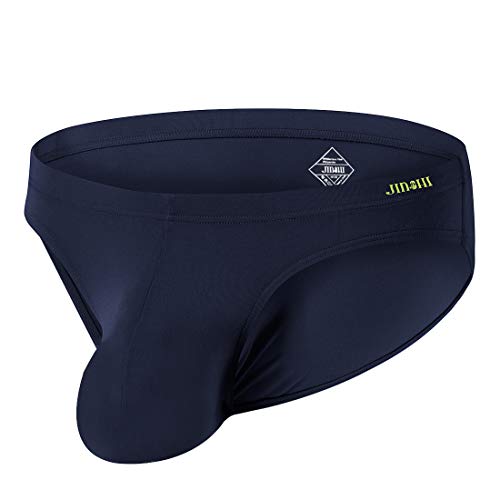 JINSHI Men's Low Rise Bikini Briefs Stretch Breathable Underpant Sexy Comfortable Bamboo, 1pack-dark Blue, XL / waist 40