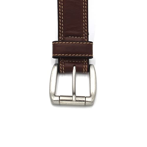 WEBER'S PREMIER LEATHER Brown Double Stitch Genuine Leather Casual Men’s Belt with Buck Concho3