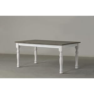 Roundhill Furniture Ebret Farmhouse Two-tone Distressed Wood Dining Table, Seat up to six, Brown and White Roundhill Furniture Ebret Farmhouse Two tone Distressed Wood Dining Table Seat up to six Brown and White