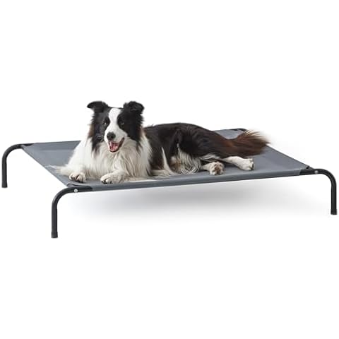 Love's cabin Elevated Cooling Dog Bed for Large Dogs, Portable Indoor & Outdoor Raised Pet Dog Cat Cot, Durable Summer Frame with Breathable Mesh, Grey, 48 inches Cover