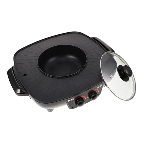 GRIRIW Electric Hot Pot Machine Bbq Grill Triangle Plug Non-stick Surface Health Care