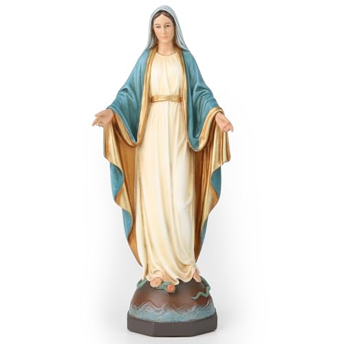 Statuette catholique Notre-Dame de Grâce, Figurine de Sainte Mère Vierge Marie pour décoration d'intérieur, 17,8 cm de Haut, Peinte à la Main par Buildclassic...
