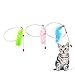 POPETPOP 3 Pcs Steel Wire Cat Teaser Wand with Colorful and Plastic Handle Interactive Cat for Indoor Play Engaging Kitten Wand with Bell Random Mixed Colors for Active Pets Random Color