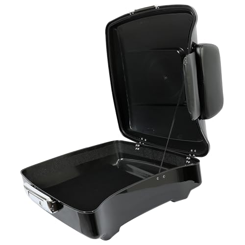 Image of ECOTRIC Chopped Luggage Trunk W /Pad Compatible with 2014-2024 Harley Touring Road King Road Glide Street Glide Electra Glide Tail Box Trunk with Backrest