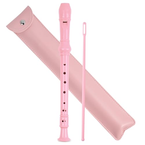 LIZIMANDU Recorder Instrument for Beginner Kids Adults,8-Hole Soprano Descant Recorder Music Flute with with Cleaning Rod & Leather Case For School Student Home Entertainment(2-Pink)