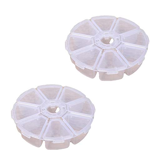 Image of WOIWO 2 PCS Round 8-Case Storage Box Transparent PP Plastic Box Beaded Box Nail Parts Box Storage Jewelry Storage Small Box