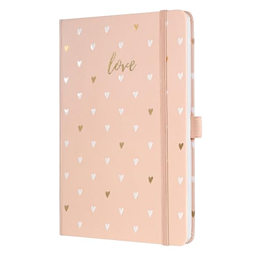 SIGEL JN335 Notizbuch A5 liniert rosa, Tagebuch Jolie, Hardcover, Gummiband, Stifteschlaufe, Einstecktasche, aus nachhaltigem Papier