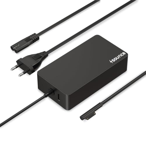 Image of Sounce 65W Surface Pro Charger Adapter with USB Port, Black