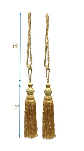 Fabric Bureau A Pair of Elegant Drapery Tiebacks Tassels for Window Home Decoration Chose from Style/Size/Color (Golden L)