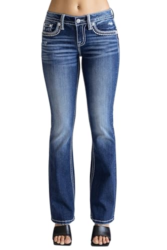Miss Me Women's Saddle Stitched Nora Faux Flap Pocket Mid-Rise Bootcut Jeans2