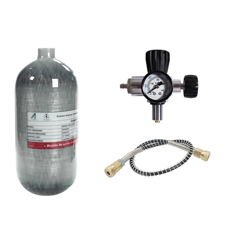 TUXING 4500Psi 2.5L Carbon Fiber Scuba Tank with Paintball Fill Station Valve Regulator Gauge,High Pressure Composite Cylinder,Diving Tank,Pcp Air Tank for Pcp Air Rifle Snorkeling (2.5L Pcp Tank+C)