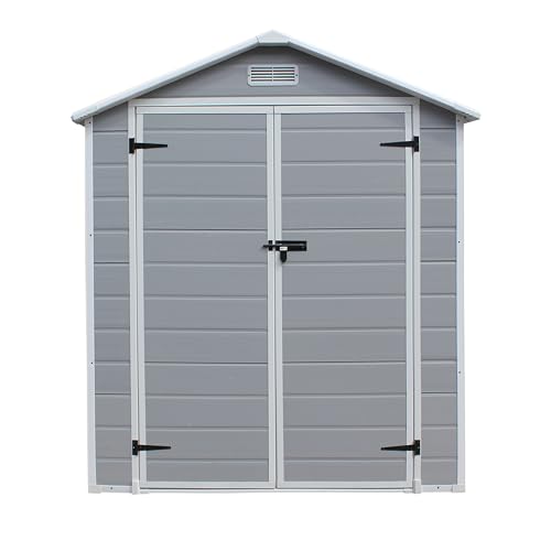 Panana Plastic Garden Storage Outdoo Shed House, Grey, 6X4FT