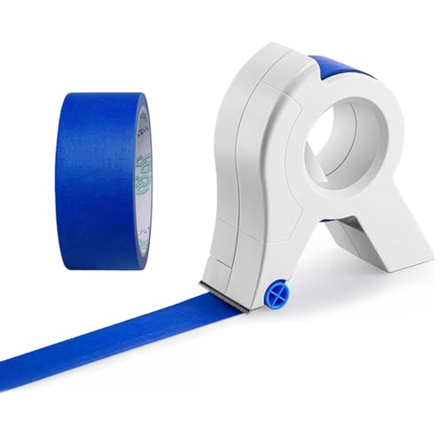 JDCMEI Abdeckbandmaschine zum Malen Malerband Applikator mit Kreppband Tragbarer Maler Klebebandspender Klebebandspender Abdeckband Schneidwerkzeug für Zierleisten Böden Fenster und Türrahmen