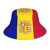 Bandera de Andorra con la bandera de Andorra para adultos, sombrero reflectante para el sol, adecuado para viajes, senderismo y picnic, color negro