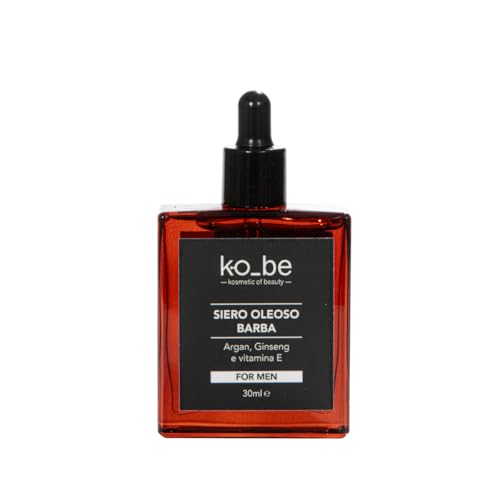 KO_BE Siero Oleoso Barba. Con Olio di Argan, Ginseng e Vitamina E. Viso e Barba. Per tutti i tipi di pelle. 98% origine naturale. Nickel tested. 30 ml. Made in Italy