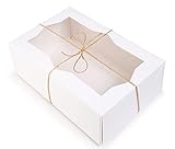 Yum 88 15 Pack 5.75' x 8.75' x 2.75' White Bakery Boxes with Window and Twine - Easy to Assemble and...