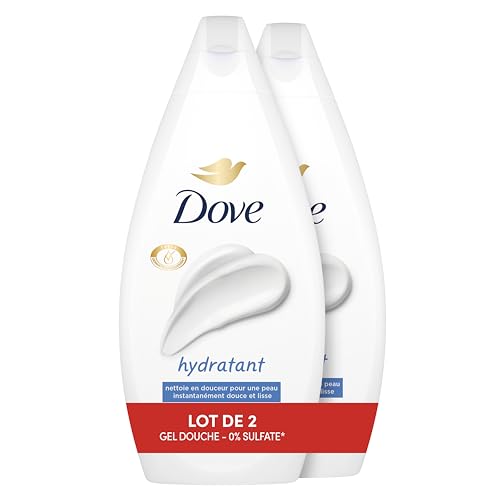 DOVE - Gel Douche - Essentiel Hydratant - Nettoie en douceur et adoucit la peau - Testé dermatologiquement - 0% Sulfate (lot promo de 2x 450ml)