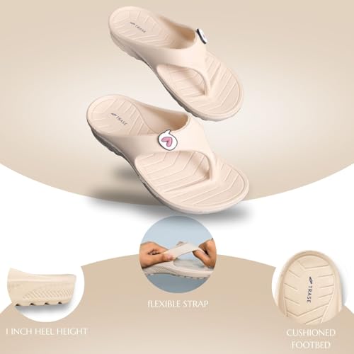 Image of TRASE Flip Flops Lightweight Comfortable Soft Sole Flat House Slippers For Woman, Anti Skid Stylish Footwear Perfect For Summer, Beach And Casual Wear