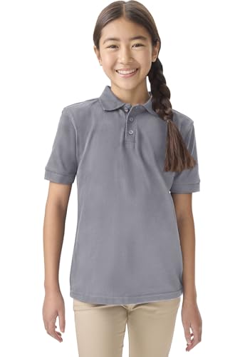 Image of Classroom School Uniforms for Boys and Girls Short Sleeve Pique Polo | Unisex Youth Shirt, Matching Ribbed Collar, Banded Sleeves, Three-button Placket, Comfortable Fit, School Uniform Essential